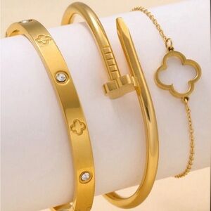 NWT Contemporary Gold set of 3 Bracelets with Crystal Accents